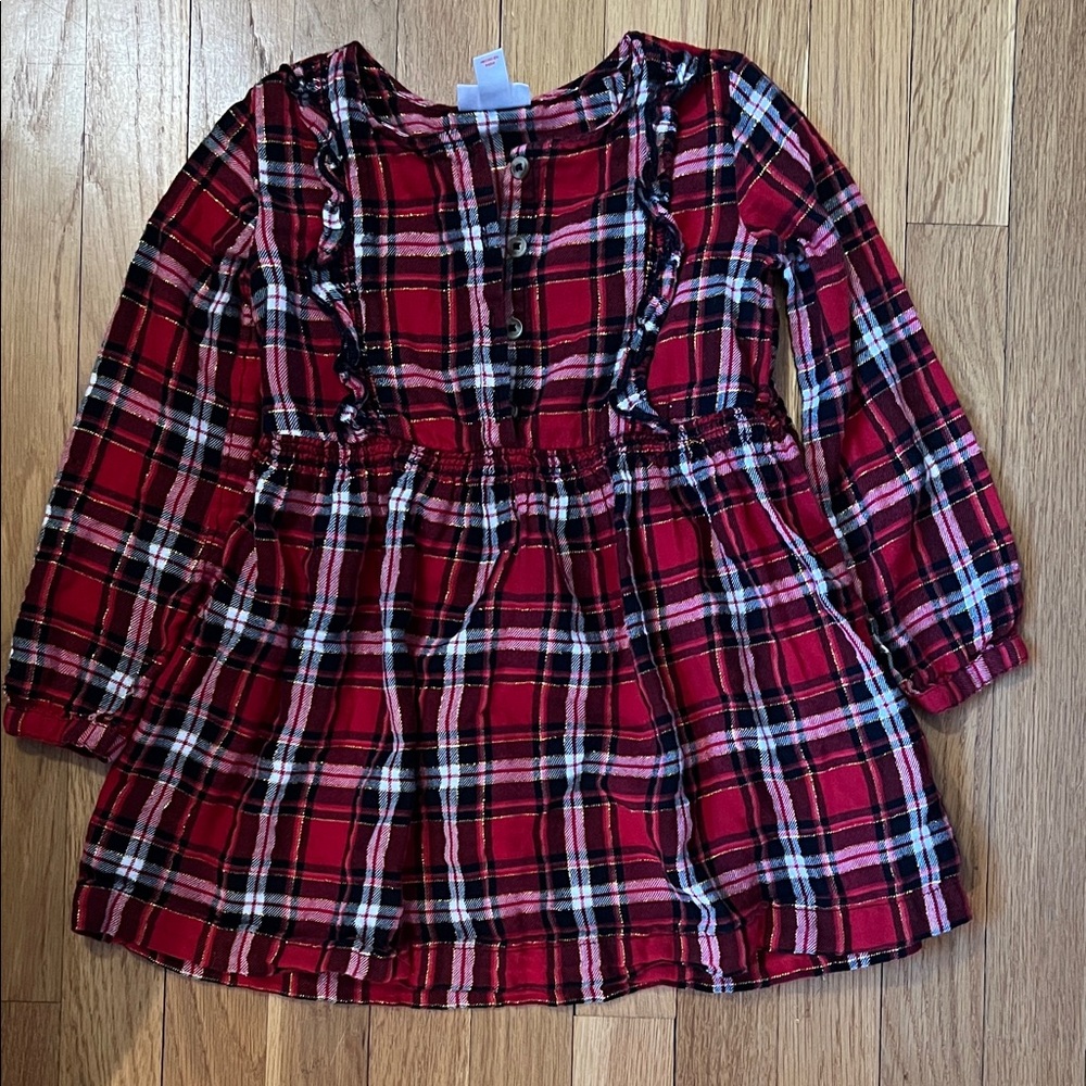 Cat & Jack Red Plaid Button Down Dress